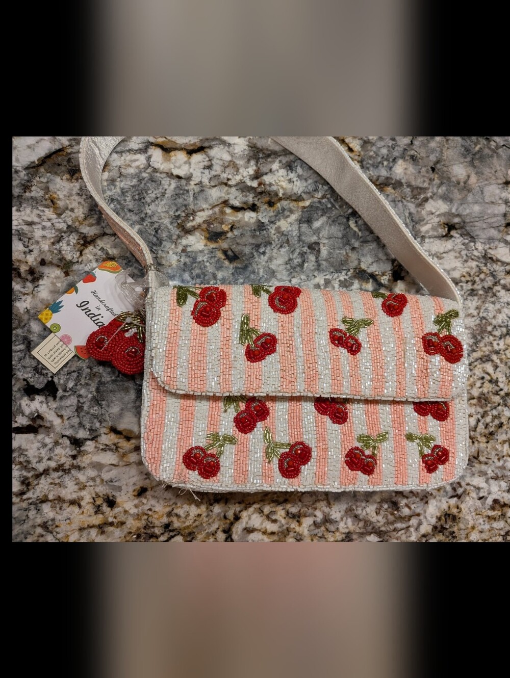 Handcrafted In India, Viral Beaded Cherry Crossbody Bag - NWT!!